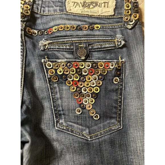 RARE Taverniti Janis 18 Jeans Medium Wash Colorful Embellished Bootcut Size 31 - Picture 4 of 6